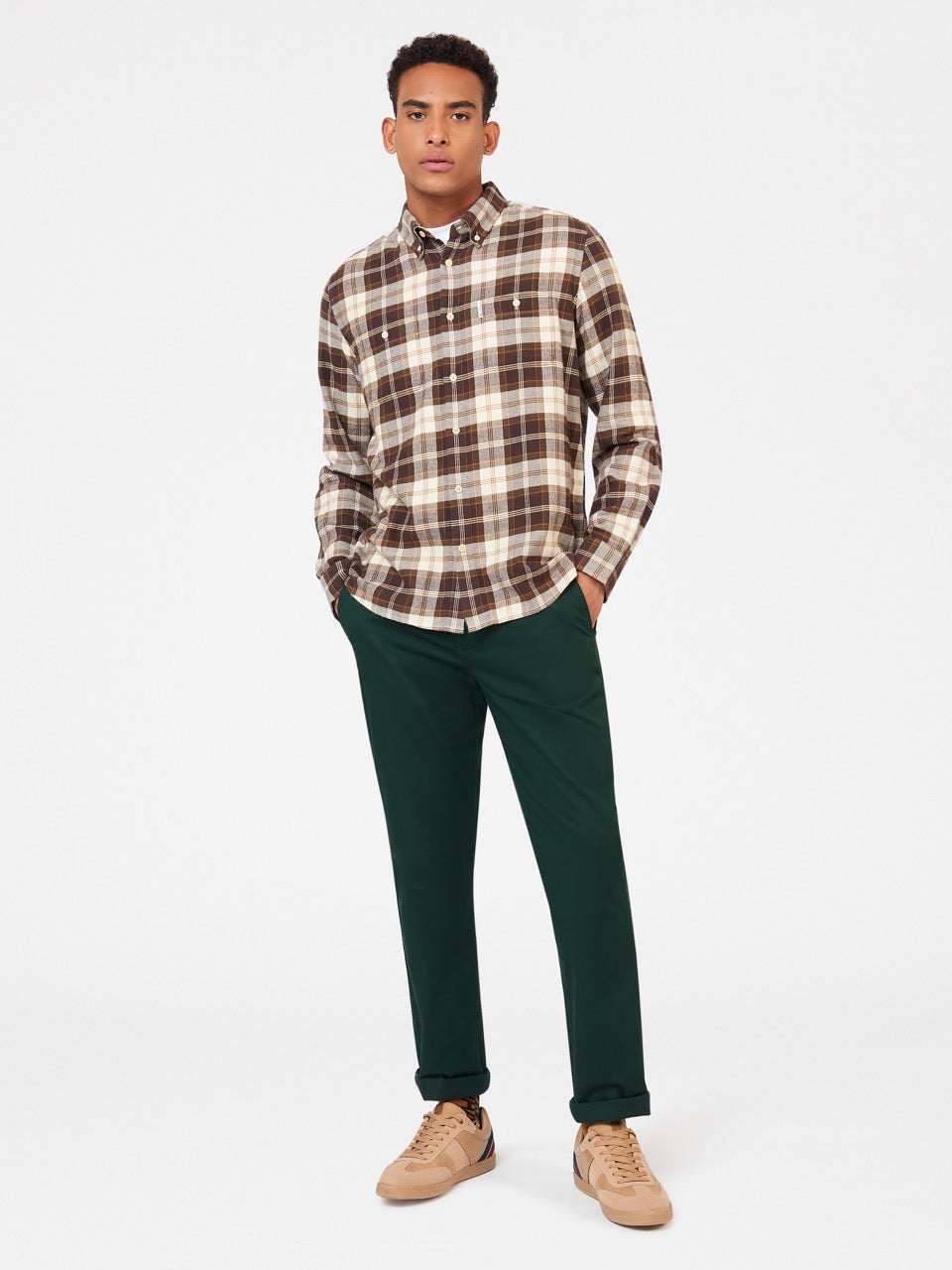 Chemises Ben Sherman Brushed Plain Check Chocolat | DWW-11357000